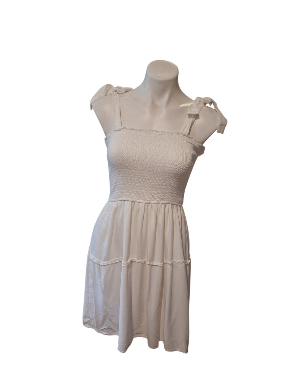 White Smocked Tie-Shoulder Sundress